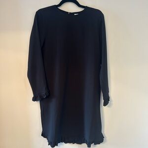 Ganni Black Long Sleeve Dress with Ruffle Details